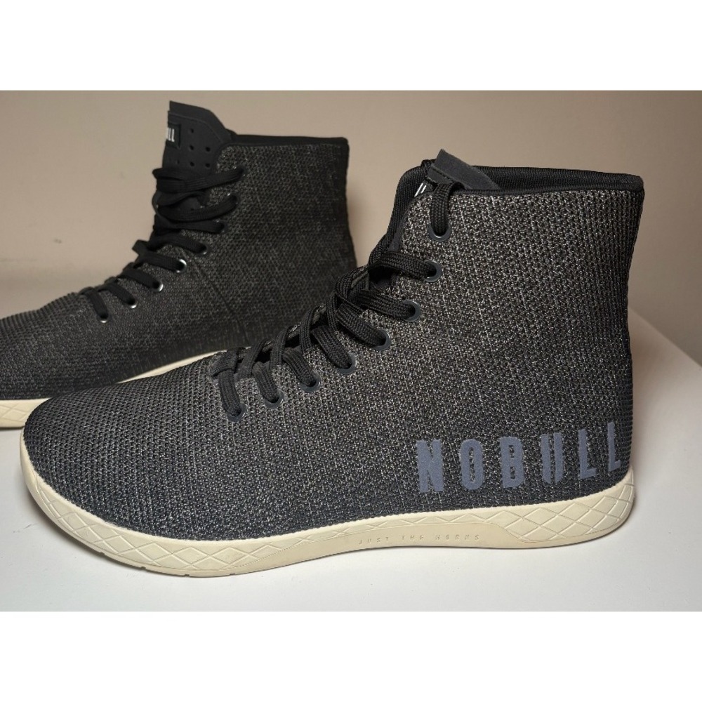 NOBULL Men's High-Top Trainer Black Heather Off White | Size 12